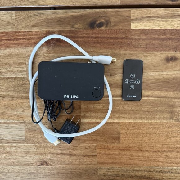 Philips 4k UHD 4 Port HDMI 2.0 Switch with remote & Power  Cord + HDMI Cable - Picture 2 of 16